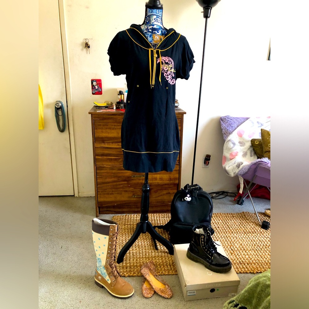 Black and Gold Apple Bottom Bodycon Shirt Dress